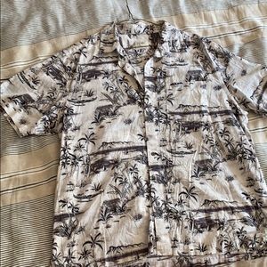 Island-Themed Hawaiian Button-Down Shirt